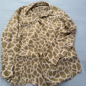 Zara Beige Giraffe Print Blouse